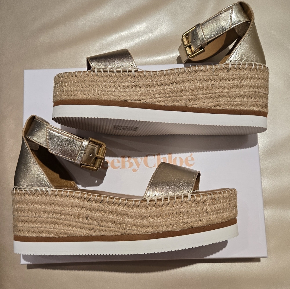 Gold Espadrille Platform Sandals